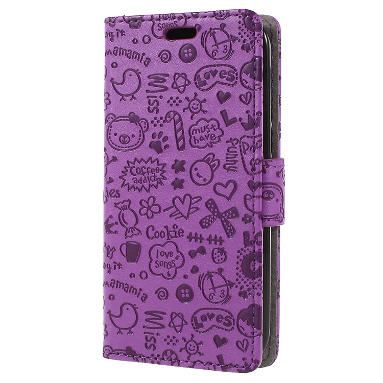 Cartoon Graffiti PU Leather Magnetic Wallet Cover Shell for Nokia 1 - Purple-2