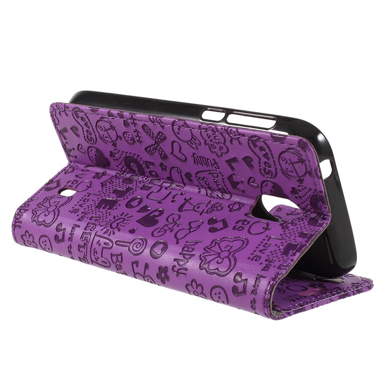 Cartoon Graffiti PU Leather Magnetic Wallet Cover Shell for Nokia 1 - Purple-5