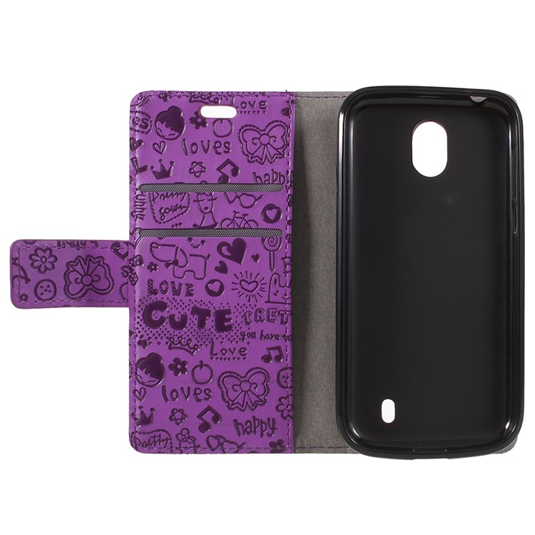 Cartoon Graffiti PU Leather Magnetic Wallet Cover Shell for Nokia 1 - Purple-6