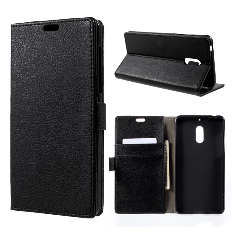 For Nokia 6 Litchi Texture Wallet Leather Case Phone Accessory - Black-1