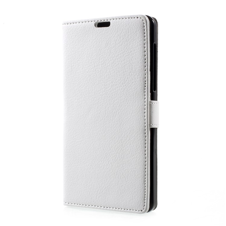 For Nokia 6 Litchi Texture Stand Wallet Leather Case Mobile Cover - White-2