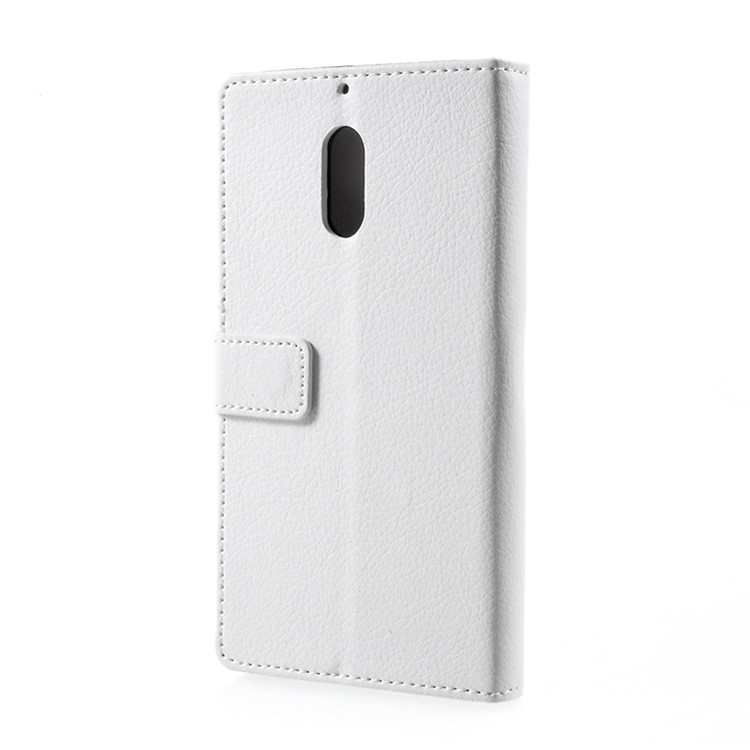 For Nokia 6 Litchi Texture Stand Wallet Leather Case Mobile Cover - White-3