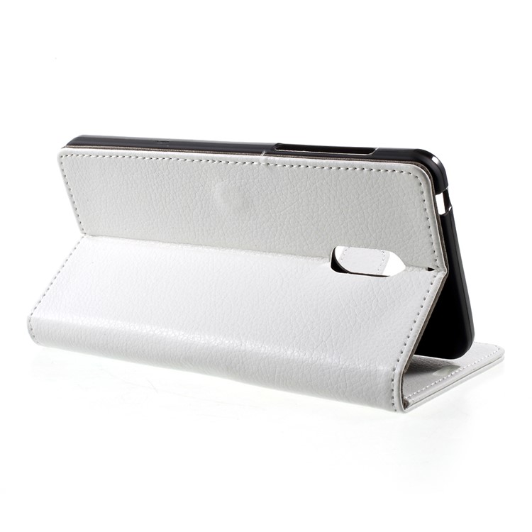 For Nokia 6 Litchi Texture Stand Wallet Leather Case Mobile Cover - White-4