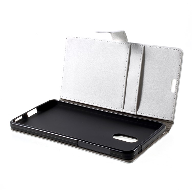 For Nokia 6 Litchi Texture Stand Wallet Leather Case Mobile Cover - White-6