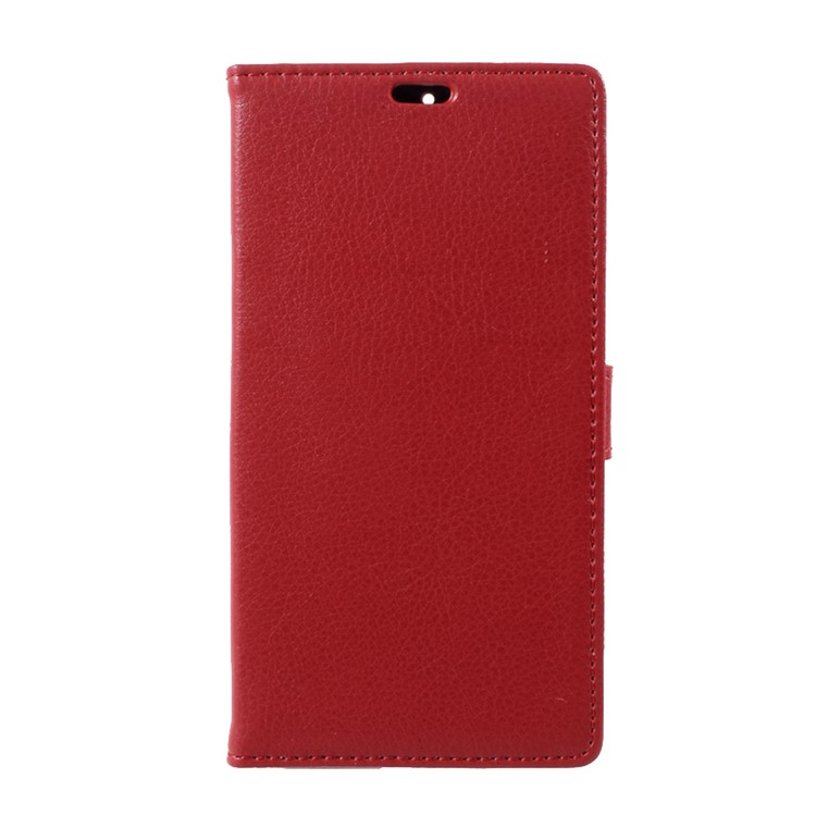 For Nokia 6 Litchi Texture Stand Leather Wallet Phone Case Shell - Red-1