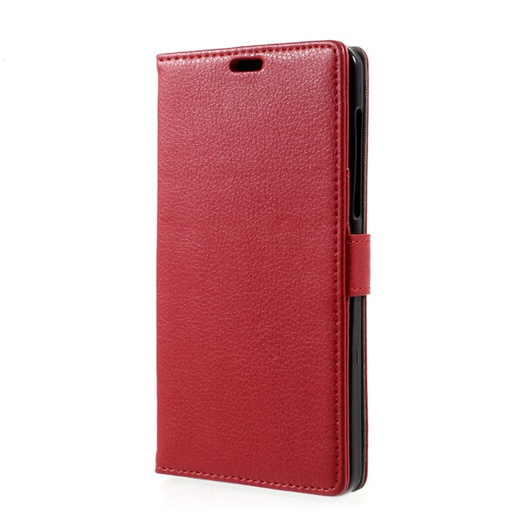 For Nokia 6 Litchi Texture Stand Leather Wallet Phone Case Shell - Red-2