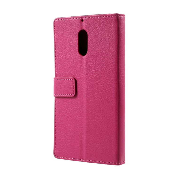 For Nokia 6 Litchi Texture Stand Wallet Leather Mobile Shell Case - Rose-3
