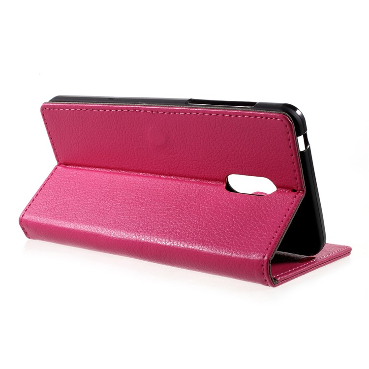 For Nokia 6 Litchi Texture Stand Wallet Leather Mobile Shell Case - Rose-4