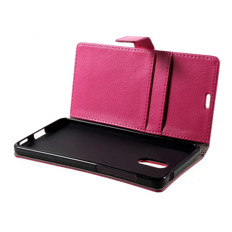For Nokia 6 Litchi Texture Stand Wallet Leather Mobile Shell Case - Rose-6