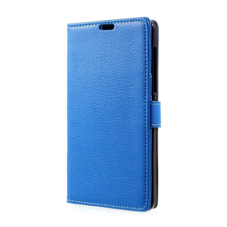 For Nokia 6 Litchi Texture Wallet Leather Case with Supporting Stand - Blue-2