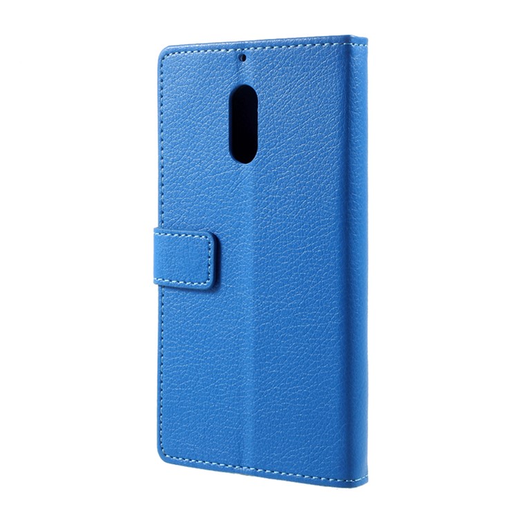 For Nokia 6 Litchi Texture Wallet Leather Case with Supporting Stand - Blue-3