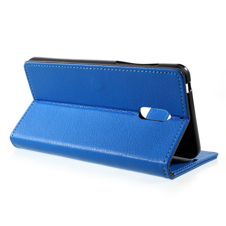 For Nokia 6 Litchi Texture Wallet Leather Case with Supporting Stand - Blue-4