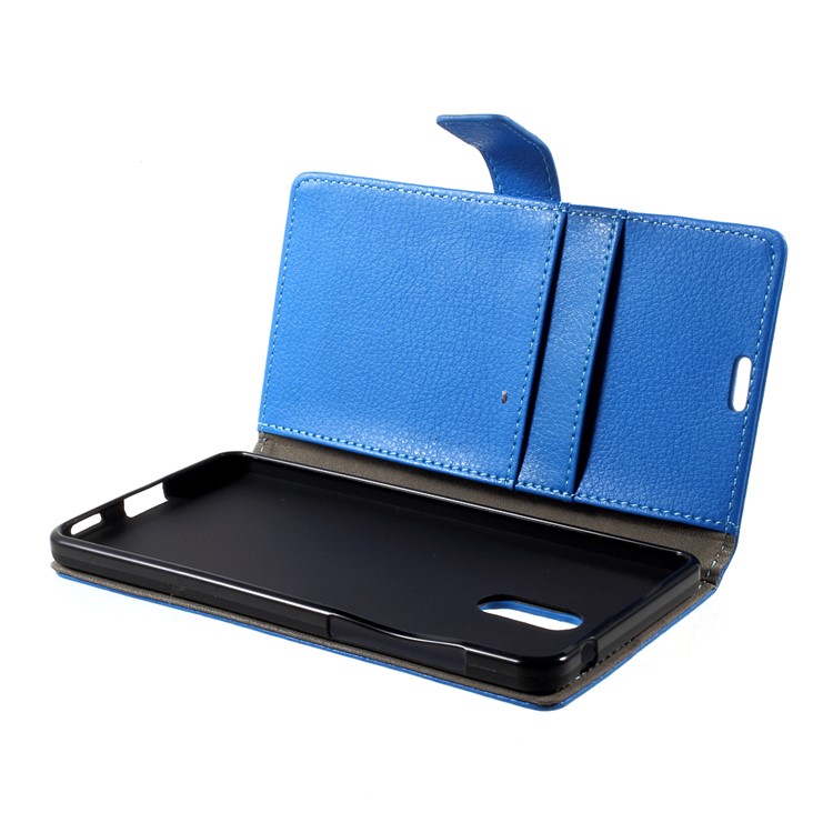 For Nokia 6 Litchi Texture Wallet Leather Case with Supporting Stand - Blue-6