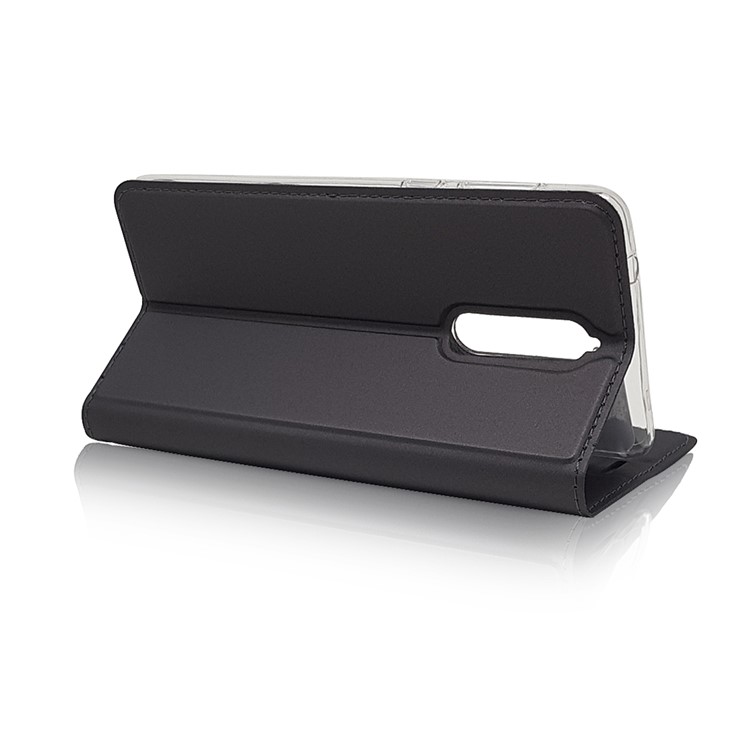 Magnetic Leather Card Holder Stand Case for Nokia 8 - Black-7
