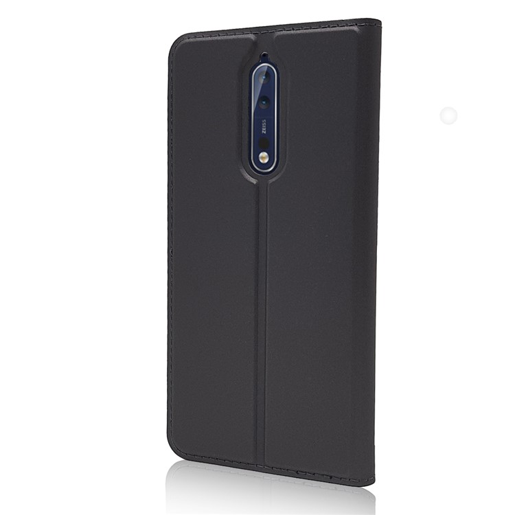 Magnetic Leather Card Holder Stand Case for Nokia 8 - Black-9