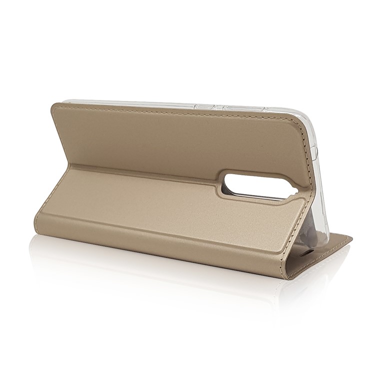 Magnetic PU Leather Flip Stand Cell Phone Case with Card Slot for Nokia 8 - Gold-6