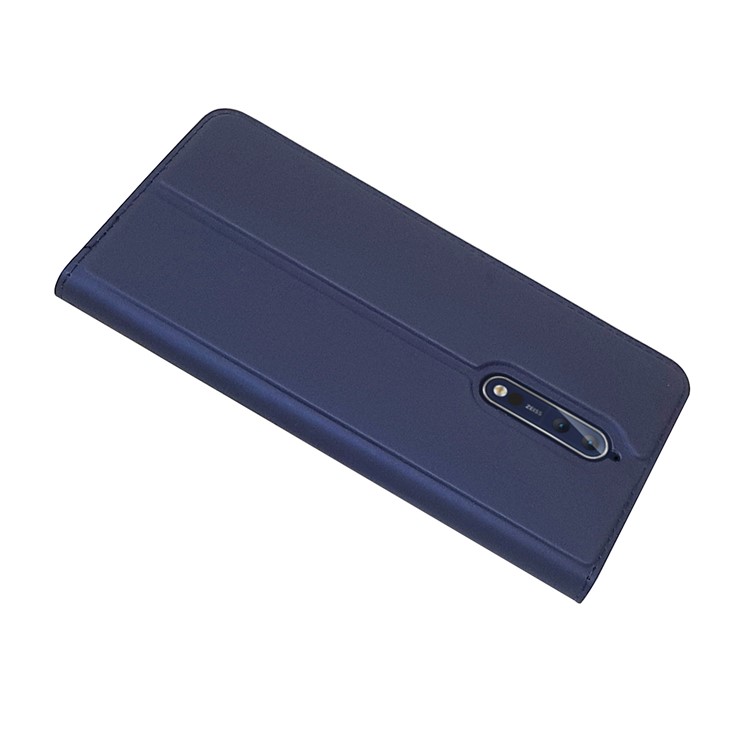 Magnetic Leather Card Holder Protection Phone Cover Shell for Nokia 8 - Dark Blue-4