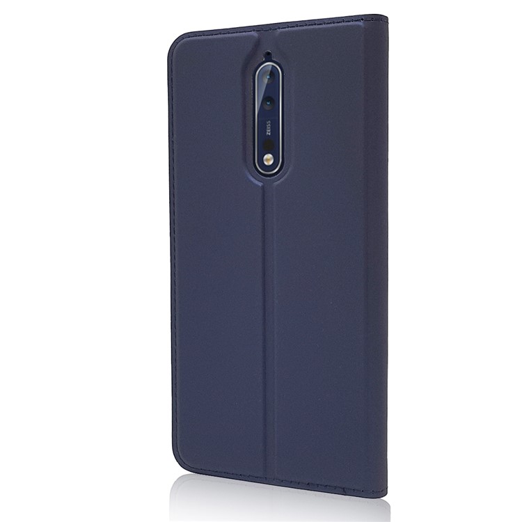 Magnetic Leather Card Holder Protection Phone Cover Shell for Nokia 8 - Dark Blue-8