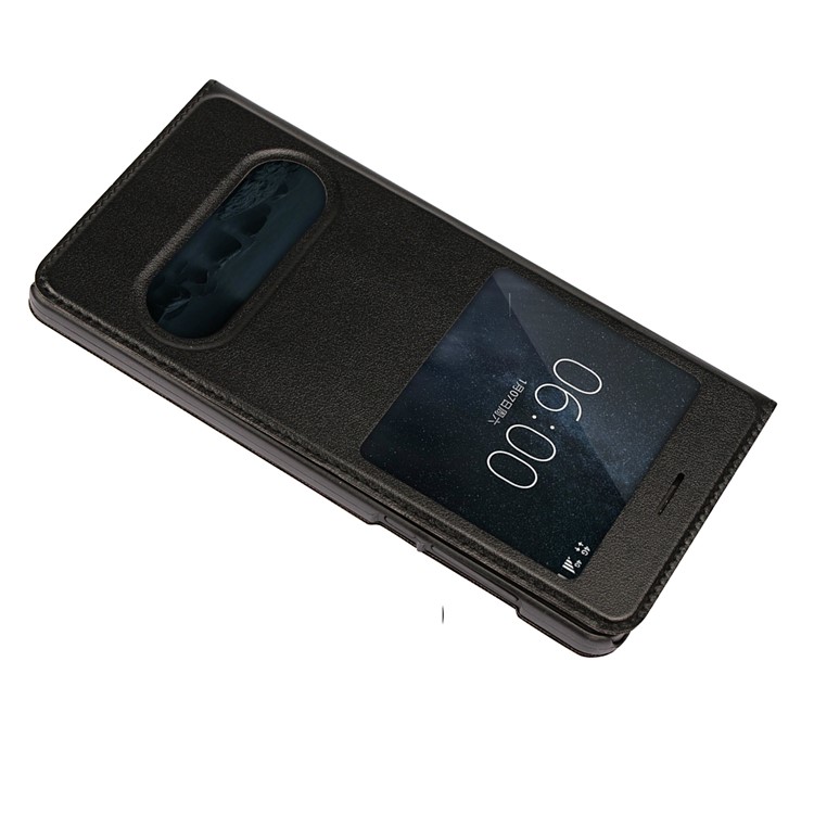 Dual View Window Slim Leather Protective Case for Nokia 6 (2017) - Black-3