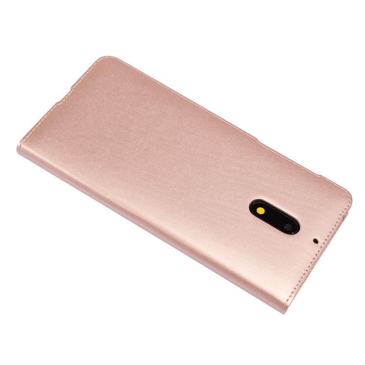 Dual View Window Slim Leather Protective Mobile Cover for Nokia 6 (2017) - Rose Gold-4