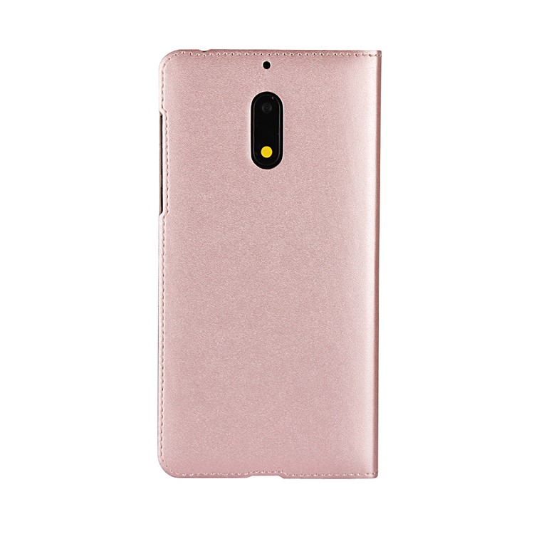 Dual View Window Slim Leather Protective Mobile Cover for Nokia 6 (2017) - Rose Gold-7