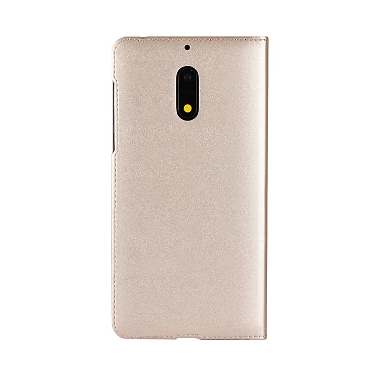 Dual View Window Slim Leather Mobile Shell for Nokia 6 (2017) - Gold-12