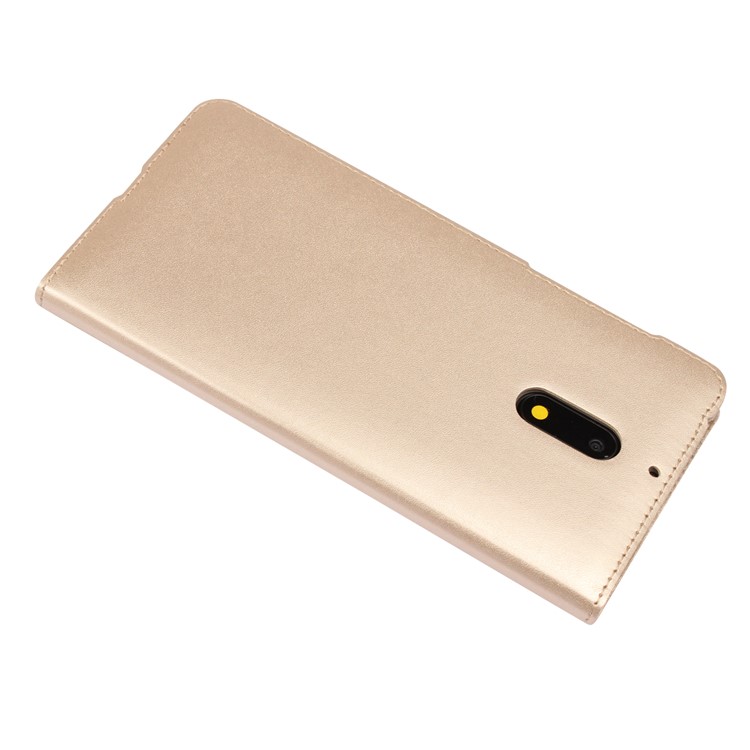 Dual View Window Slim Leather Mobile Shell for Nokia 6 (2017) - Gold-4
