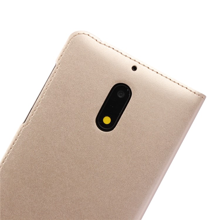 Dual View Window Slim Leather Mobile Shell for Nokia 6 (2017) - Gold-7