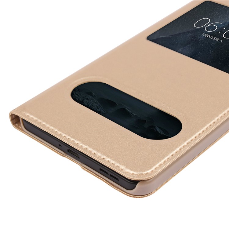 Dual View Window Slim Leather Mobile Shell for Nokia 6 (2017) - Gold-8