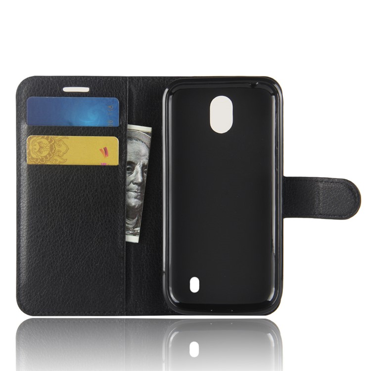Litchi Texture Wallet Stand Leather Case for Nokia 1 - Black-3