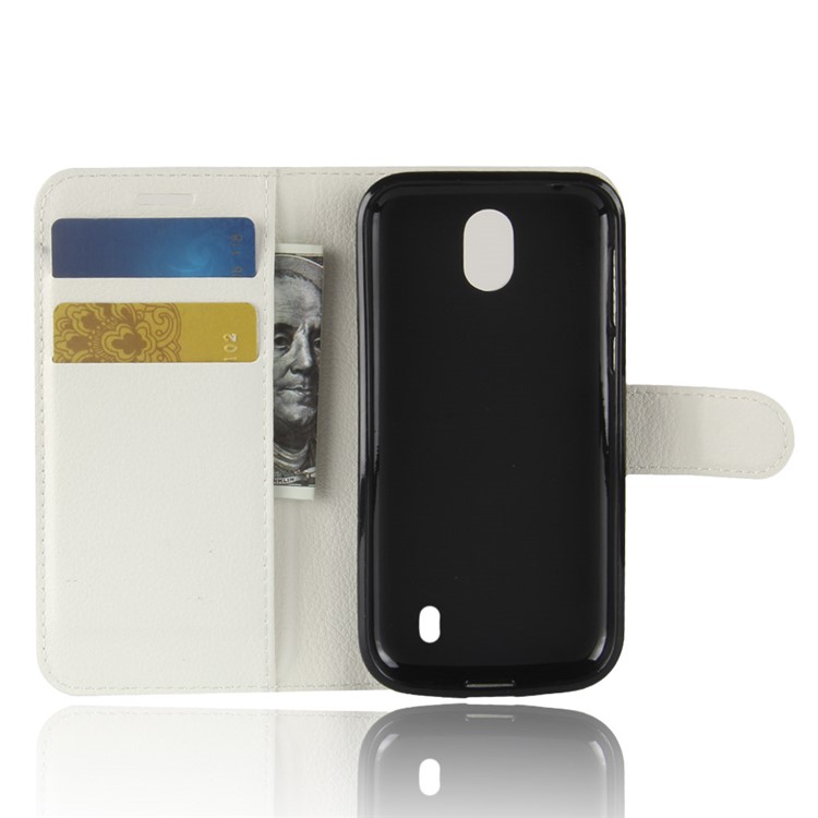 Litchi Texture Wallet Stand Leather Cover for Nokia 1 - White-3
