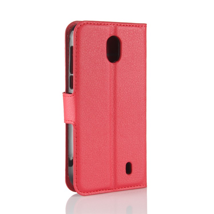 Litchi Texture Wallet Stand Leather Shell for Nokia 1 - Red-6