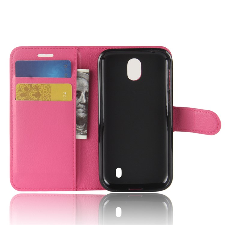 Litchi Texture Wallet Stand Leather Phone Case for Nokia 1 - Rose-3