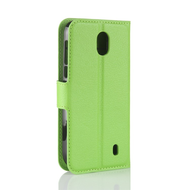 Litchi Texture Wallet Stand Leather Phone Shell for Nokia 1 - Green-6