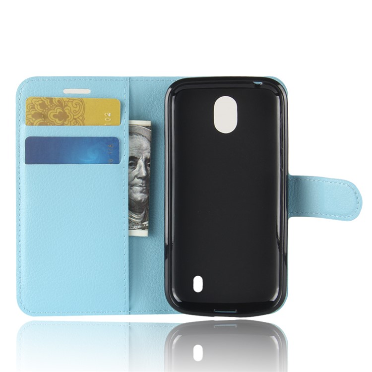 Litchi Texture Wallet Stand Leather Mobile Case for Nokia 1 - Blue-3