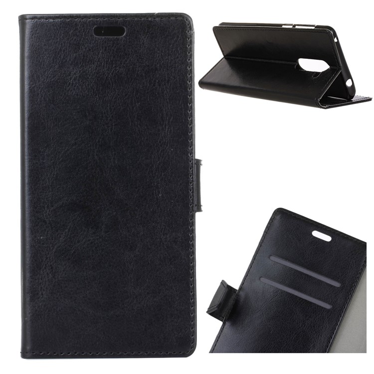 Crazy Horse Texture Wallet Stand Leather Case for Nokia 7 plus - Black-1