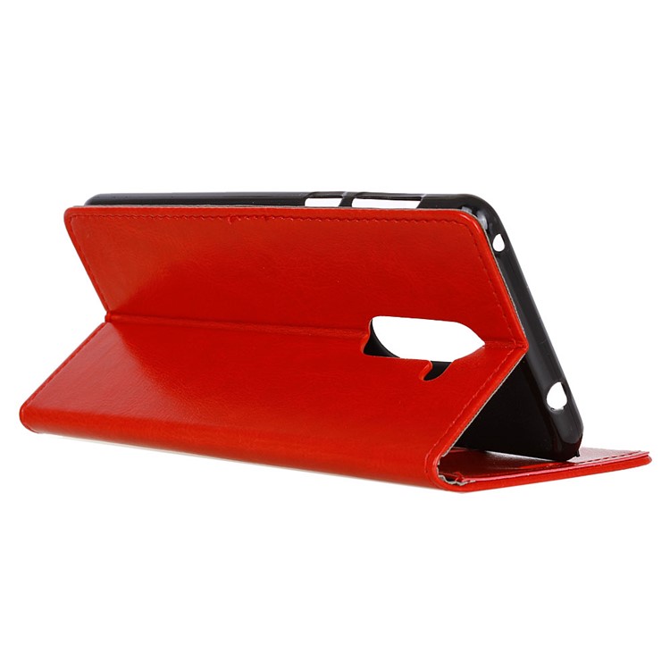 Crazy Horse Texture Wallet Stand Leather Shell for Nokia 7 plus - Red-4
