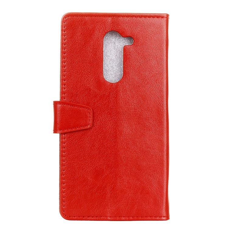 Crazy Horse Stand Leather Wallet Cell Phone Cover for Nokia 7 plus - Red-2