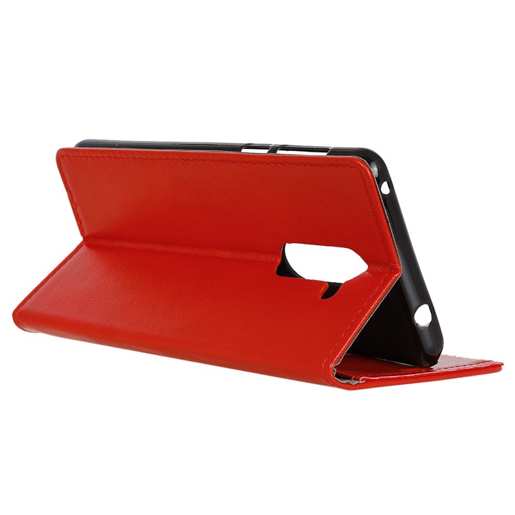 Crazy Horse Stand Leather Wallet Cell Phone Cover for Nokia 7 plus - Red-3