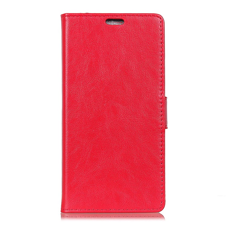 Crazy Horse Stand Leather Wallet Cell Phone Cover for Nokia 7 plus - Red-4