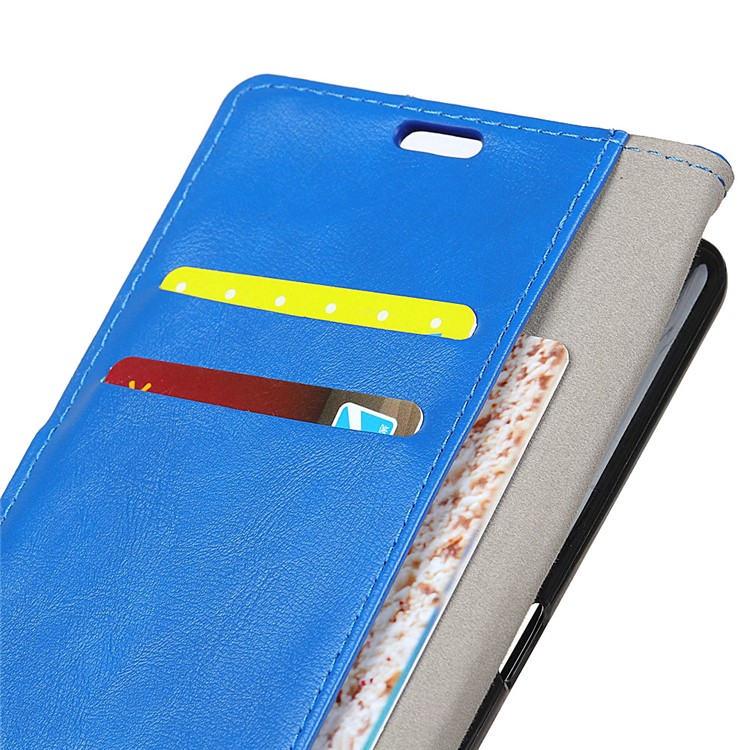 Crazy Horse Card Holder Leather Mobile Casing for Nokia 7 plus - Blue-3