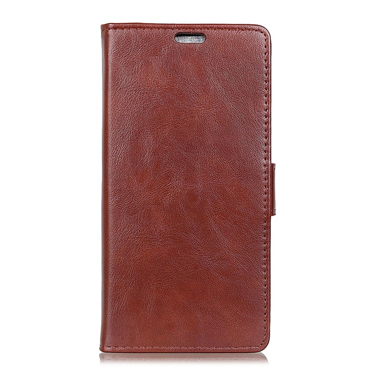 Crazy Horse Wallet Stand Leather Mobile Phone Case Accessory for Nokia 7 plus - Brown-2