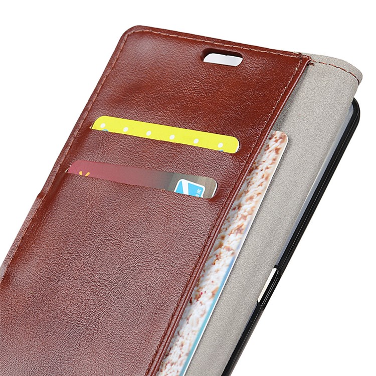 Crazy Horse Wallet Stand Leather Mobile Phone Case Accessory for Nokia 7 plus - Brown-3
