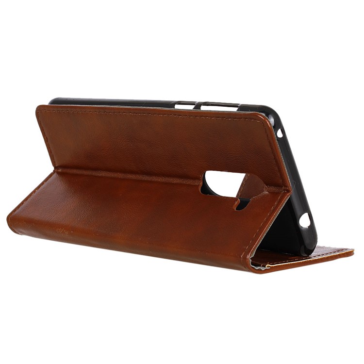 Crazy Horse Wallet Stand Leather Mobile Phone Case Accessory for Nokia 7 plus - Brown-5