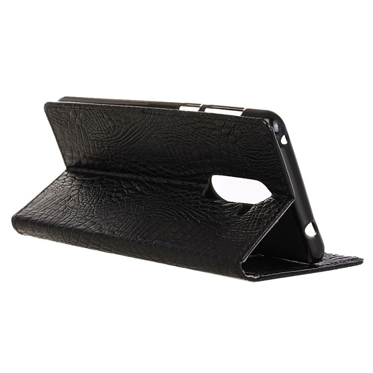 For Nokia 7 plus Crocodile Texture PU Leather Wallet Stand Case - Black-3
