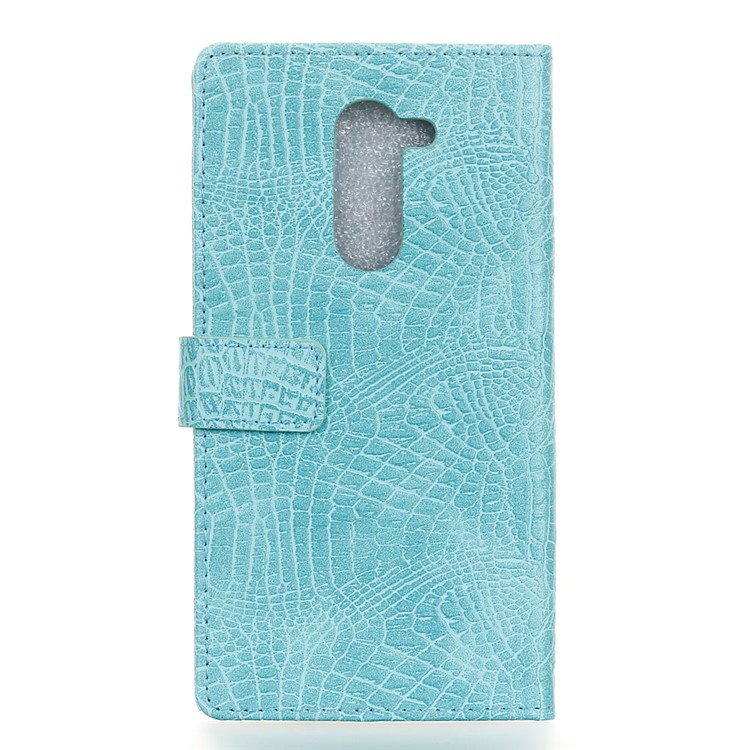 For Nokia 7 plus Crocodile Texture PU Leather Cell Phone Case Accessory - Cyan-4