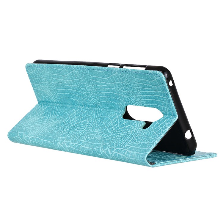 For Nokia 7 plus Crocodile Texture PU Leather Cell Phone Case Accessory - Cyan-5