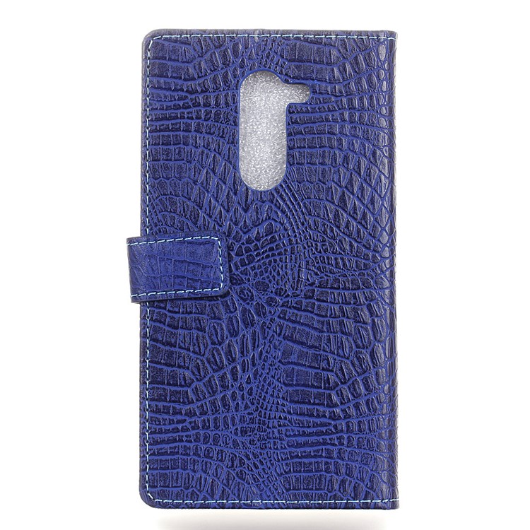 For Nokia 7 plus Crocodile Texture PU Leather Wallet Mobile Phone Cover Shell with Stand - Dark Blue-4