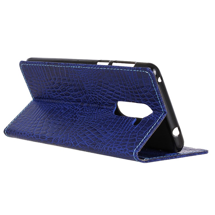 For Nokia 7 plus Crocodile Texture PU Leather Wallet Mobile Phone Cover Shell with Stand - Dark Blue-5