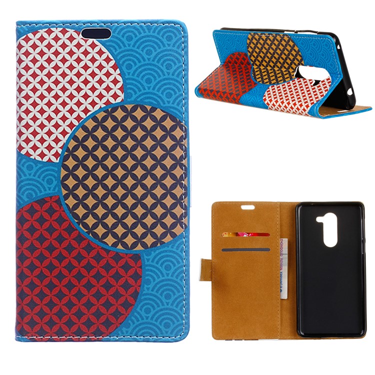 For Nokia 7 plus Patterned PU Leather Wallet Stand Phone Case - Seamless Circle Pattern-1